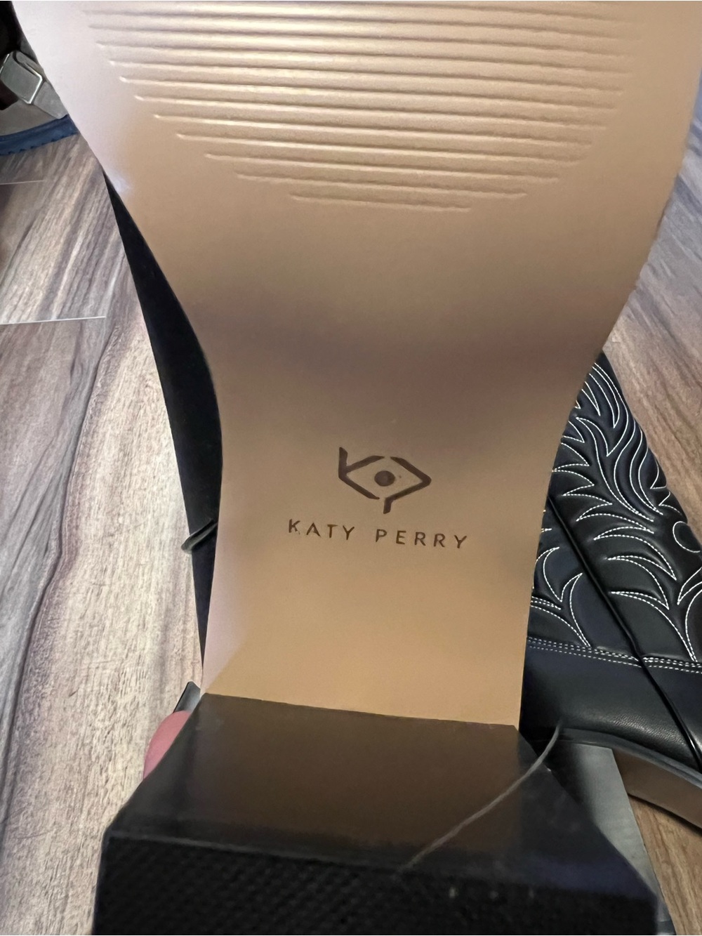 Katy Perry Collections Black Heeled Western Boots with Silver Toe Caps - Picture 6 of 6